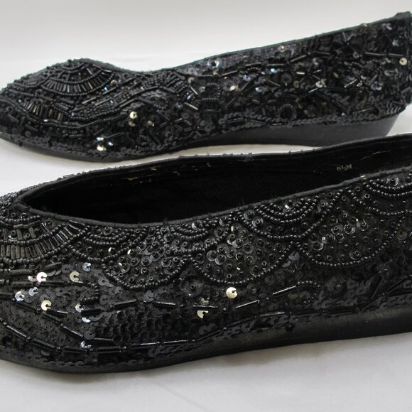 Caparros black sequin and beaded ballet flats - 8.5 - Picture 5 of 8